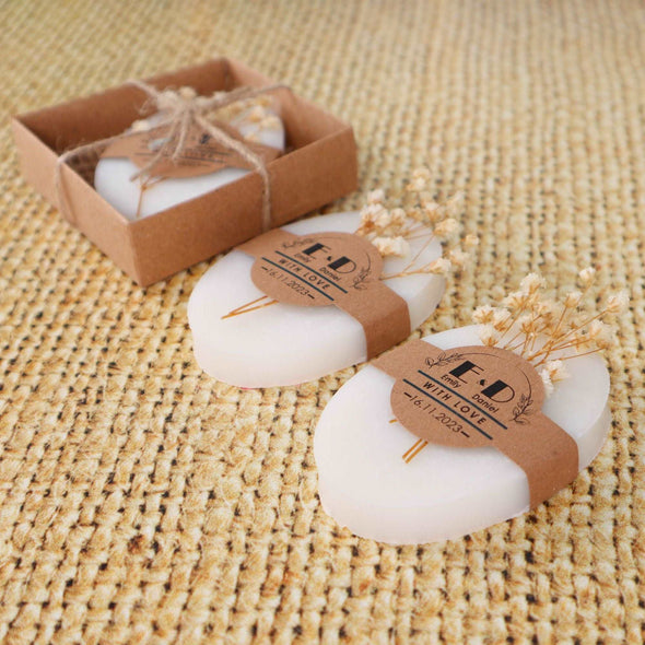 Personalized Natural Handmade Soap Wedding Gifts, Bridal Shower Gifts, Bridal Shower Soap Favors Items designed by Happy Times Favors, a handmade gift shop. These items are ideal for bridal shower gifts, bridal shower presents, gifts to give at a bridal shower, present for wedding shower, wedding gift ideas, bridesmaid present, bridal shower favor, wedding favor for guests, wedding gift for guests, thank you gift.