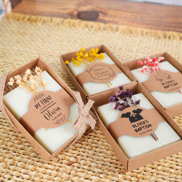 Personalized Handmade Scented Natural Soap Favors, Baby Shower Gifts, First Communion Gifts