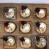 Christmas Personalized Wooden Tealight Favors, Custom Christmas Gift Items designed by Happy Times Favors, a handmade gift shop. Wooden candle holder decorated with real natural dried flowers, personalized wooden name tag and tealight. Ideal for Christmas, Noel, New Year, Happy Holiday party gifts. Personalized Christmas Gifts, Custom Gifts for Christmas, Christmas decorations, ornaments