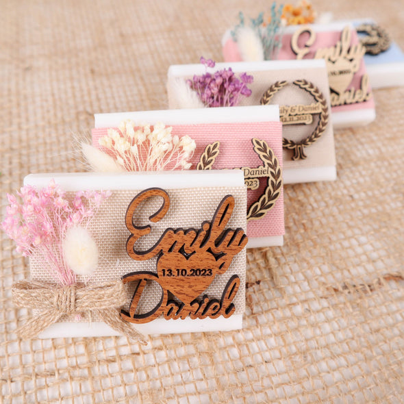 Personalized Natural Handmade Soap Wedding Gifts, Bridal Shower Gifts, Bridal Shower Soap Favors Items designed by Happy Times Favors, a handmade gift shop. These items are ideal for bridal shower gifts, bridal shower presents, gifts to give at a bridal shower, present for wedding shower, wedding gift ideas, bridesmaid present, bridal shower favor, wedding favor for guests, wedding gift for guests, thank you gift.