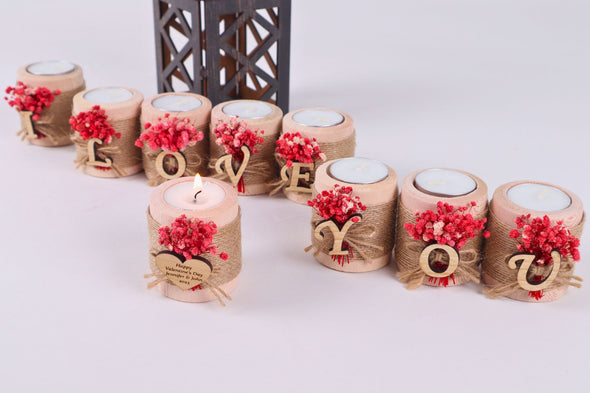 Romantic Gift Alert! Personalized Candle Holders for Valentine's Day, Anniversaries, Engagements Items designed by Happy Times Favors, a handmade gift shop. These candle holders are ideal for Valentine’s Day presents, Valentine’s Day gift for husband, Valentine’s Day gift for wife, Valentine’s Day gift for girlfriend, Valentines Day gift for couple, Valentines Day gift for mother, Valentines Day gift for boyfriend