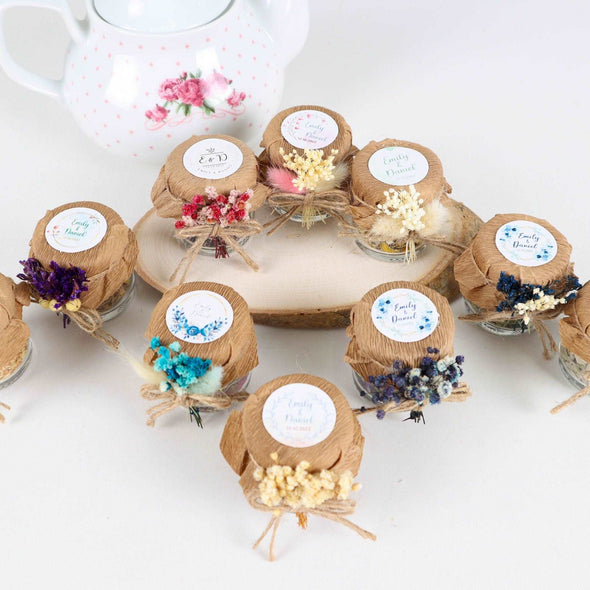 Flower Tea Gift, Personalized Gifts, Wedding Gifts for Guests, Baby Shower Favors Items designed by Happy Times Favors, a handmade gift shop. These items are ideal for bridal shower gifts, bridal shower presents, gifts to give at a bridal shower, present for wedding shower, wedding gift ideas, bridesmaid present, bridal shower favor, wedding favor for guests, wedding gift for guests, thank you gift.