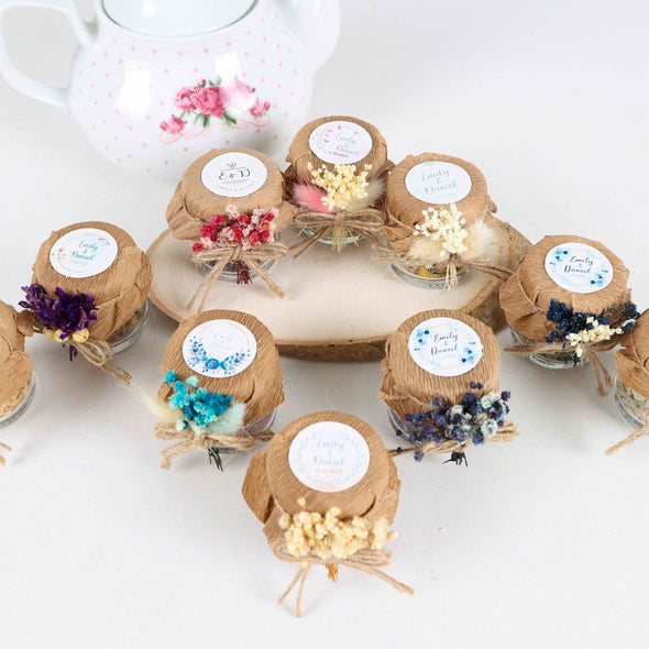 Flower Tea Gift, Personalized Gifts, Wedding Gifts for Guests, Baby Shower Favors Items designed by Happy Times Favors, a handmade gift shop. These items are ideal for bridal shower gifts, bridal shower presents, gifts to give at a bridal shower, present for wedding shower, wedding gift ideas, bridesmaid present, bridal shower favor, wedding favor for guests, wedding gift for guests, thank you gift.