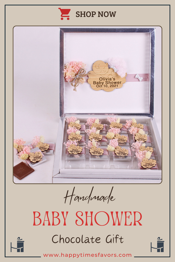 Handmade Baby Shower Chocolate Favors, Floral Decorated Chocolate Gift Boxes, Birthday Chocolate Favors, 1st Communion Baptism Chocolate