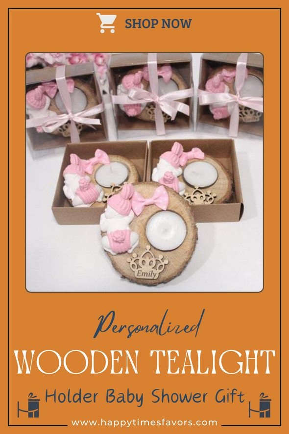 Personalized Baby Shower Gifts Wooden Tealight Holder with Scented Stone, Baby Shower Decorations, Baptism Favors Items designed by Happy Times Favors, a handmade gift shop. These items are ideal for baby shower ideas, baby shower favors, baby shower gifts, baby shower decorations, baptism favors, christening party favors, wedding favors, thank you gifts, bridal shower favor, engagement favor, first communion favor, birthday gift.