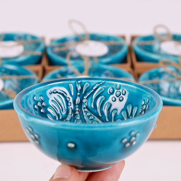 Turkish Cini Porcelain Bowl Favors, Bohemian Wedding Favors Items designed by Happy Times Favors, a handmade gift shop. We designed this tile/ceramic/porcelain bohemian theme wedding favor ideas, boho gifts, handmade candy bowl, Best for Wedding Gift, Bridal Shower gift, Baby Shower gift, Christening gift, Baptism gift, Graduation gift, birthday gift or any Party favors.