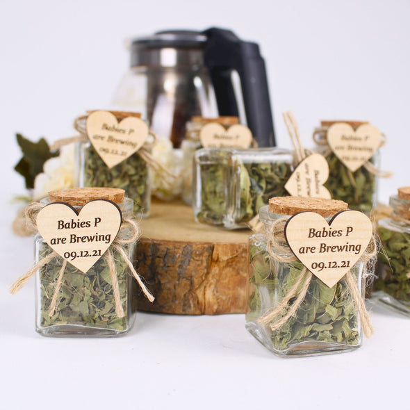 Personalized Tea Party Favors, Wedding Gifts for Guests, Glass Jar Tea Thank You Gifts, Baptism Favors