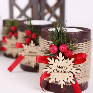 Personalized Christmas Gift, Christmas Wood Candle Holder, Noel New Year Happy Holiday Gifts Items designed by Happy Times Favors, a handmade gift shop. Wooden candle holder decorated with flowers. Are ideal for Christmas, Noel, New Year, and party gifts.  Personalized ornaments, Christmas table decorations, Christmas decoration, Christmas ornament, Christmas gift, Custom Xmas ornaments, Unique Xmas gifts.