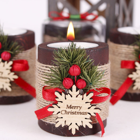 Personalized Christmas Gift, Christmas Wood Candle Holder, Noel New Year Happy Holiday Gifts Items designed by Happy Times Favors, a handmade gift shop. Wooden candle holder decorated with flowers. Are ideal for Christmas, Noel, New Year, and party gifts.  Personalized ornaments, Christmas table decorations, Christmas decoration, Christmas ornament, Christmas gift, Custom Xmas ornaments, Unique Xmas gifts.
