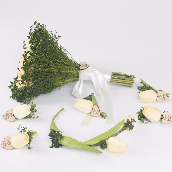 Real Touch Tulip Wedding Bouquet Items designed by Happy Times Favors, a handmade gift shop. High-quality wedding flowers remain a beautiful keepsake even after your special day. Our plant is completely natural and absolutely contains no allergen. 
