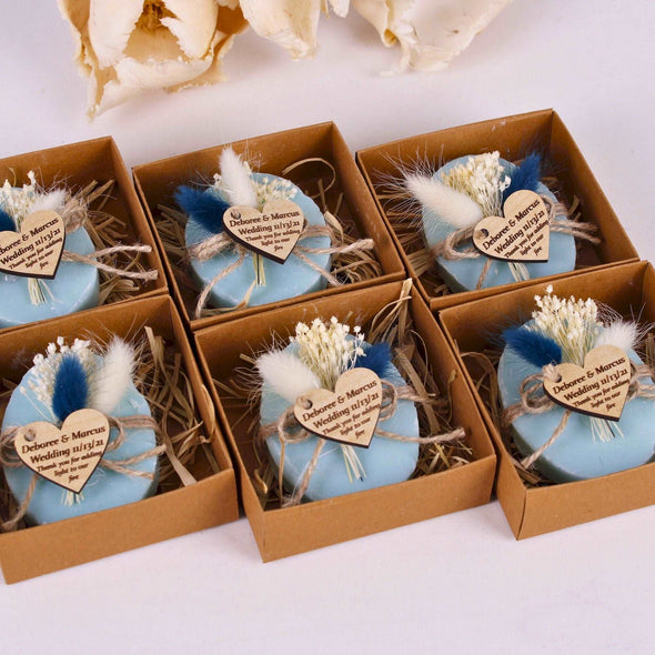 Personalized Natural Handmade Soap Wedding Gifts, Bridal Shower Gifts, Bridal Shower Soap Favors Items designed by Happy Times Favors, a handmade gift shop. These items are ideal for bridal shower gifts, bridal shower presents, gifts to give at a bridal shower, present for wedding shower, wedding gift ideas, bridesmaid present, bridal shower favor, wedding favor for guests, wedding gift for guests, thank you gift.