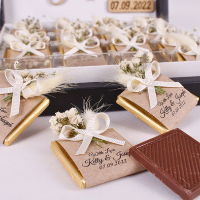 Personalized Wedding Chocolate Favor Engagement Bridal Shower Baby Shower Chocolate Gift Items designed by Happy Times Favors, a handmade gift shop. These items are ideal for bridal shower gifts, bridal shower presents, gifts to give at a bridal shower, present for wedding shower,  wedding gift ideas, bridesmaid present, bridal shower favor, wedding favor for guests, wedding gift for guests, thank you gift
