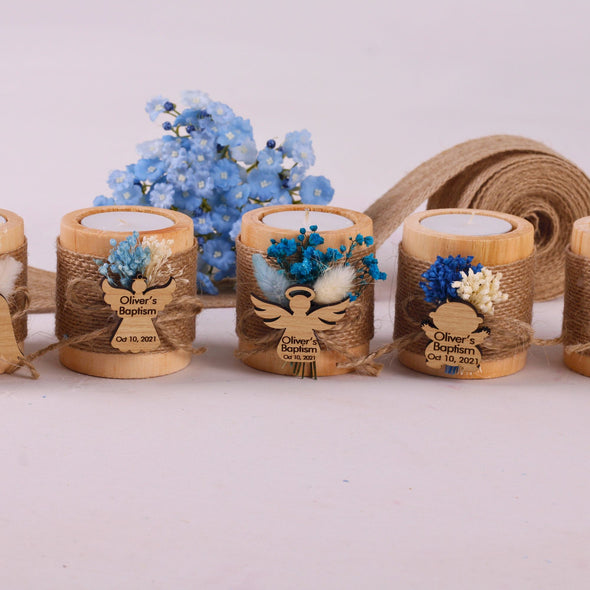 Personalized First Communion Gifts Wooden Tealight Holder, Baby Shower Gifts, Christening Gifts