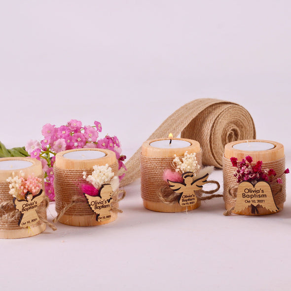 Personalized First Communion Gifts Wooden Tealight Holder, Baby Shower Gifts, Christening Gifts