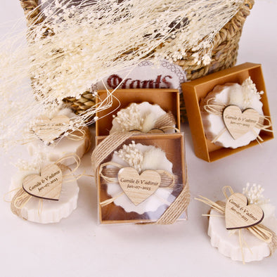 Personalized Natural Handmade Soap Wedding Gifts, Bridal Shower Gifts, Bridal Shower Soap Favors Items designed by Happy Times Favors, a handmade gift shop. These items are ideal for bridal shower gifts, bridal shower presents, gifts to give at a bridal shower, present for wedding shower, wedding gift ideas, bridesmaid present, bridal shower favor, wedding favor for guests, wedding gift for guests, thank you gift.