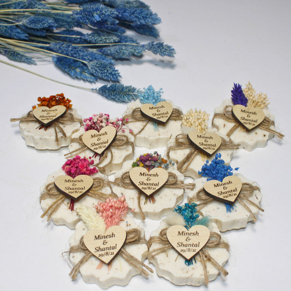 Personalized Natural Handmade Soap Wedding Gifts, Bridal Shower Gifts, Bridal Shower Soap Favors Items designed by Happy Times Favors, a handmade gift shop. These items are ideal for bridal shower gifts, bridal shower presents, gifts to give at a bridal shower, present for wedding shower, wedding gift ideas, bridesmaid present, bridal shower favor, wedding favor for guests, wedding gift for guests, thank you gift.