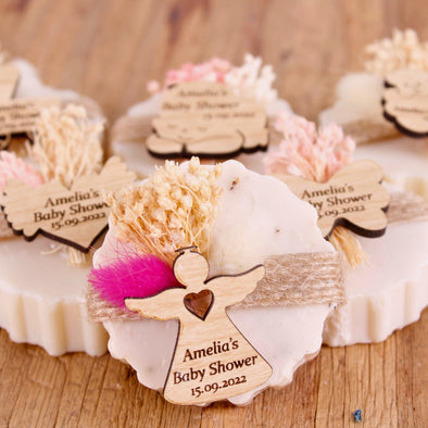 Personalized Handmade Scented Soap Favors, Baptism Gifts for Girls, Communion Favors for Guests, Christening Favors Items designed by Happy Times Favors, a handmade gift shop. Perfect for baptism favor, 1st Communion, wedding favors, unique gifts for guests, thank you gifts, Baby shower,  bridal shower favors, bridesmaid favors, engagement favors, party gifts, Christmas, Noel, New Year, Lavender Jasmine Scents Floral Soap Favors.