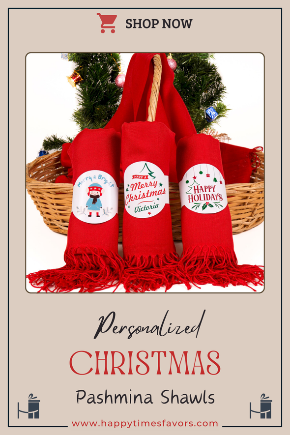 Personalized Christmas Gift, Custom Scarf, Shawl, Merry Christmas Pashmina, New Year Shawl, Winter Accessory, Holiday Fashion, Gift Ideas Items designed by Happy Times Favors, a handmade gift shop. Personalized Scarf for Christmas, New Year, Noel, Bridal Shower, Wedding Shower, Fall Wedding. Pashmina scarves has Custom bands or monogrammed, stitched scarf. We can customize them with logo or name. These are unique wedding shawl for guests.