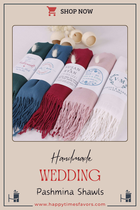 Embroidery Luxury Personalized Pashmina Shawls: Perfect Bridal Shower Gifts, Bridesmaid Presents, & More! Items designed by Happy Times Favors, a handmade gift shop. Pashminas are ideal for bridal shower gifts, bridal shower presents, gifts to give at a bridal shower, present for wedding shower, wedding gift ideas, bridesmaid present, bridal shower favor, wedding favor for guests, wedding gift for guests, thank you gift.