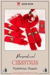 Personalized Christmas Gift, Custom Scarf, Shawl, Merry Christmas Pashmina, New Year Shawl, Winter Accessory, Holiday Fashion, Gift Ideas Items designed by Happy Times Favors, a handmade gift shop. Personalized Scarf for Christmas, New Year, Noel, Bridal Shower, Wedding Shower, Fall Wedding. Pashmina scarves has Custom bands or monogrammed, stitched scarf. We can customize them with logo or name. These are unique wedding shawl for guests.