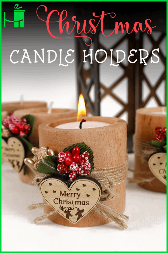 Personalized Cylinder Christmas Gift Wooden Tealight Holder - Light Color