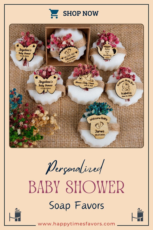 Baby Shower Favors Natural Scented Soap, Baby Shower Soap Favors, Handmade Soap, First Birthday, Baptism Favors Discover Happy Times Favors' handmade scented baby shower soaps—perfect for birthdays, baptisms, baby shower party favors for guests. Customizable and unique!