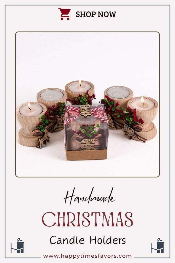 Personalized Christmas Candle Table Decor, Christmas Wood Candle Holder, Happy Holiday Gift Items designed by Happy Times Favors, a handmade gift shop. Wooden candle holder decorated with flowers. Are ideal for Christmas, Noel, New Year, and party gifts.  Personalized ornaments, Christmas table decorations, Christmas decoration, Christmas ornament, Christmas gift, Custom Xmas ornaments, Unique Xmas gifts.