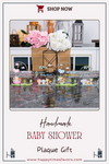 Handmade Baby Shower Acrylic Heart Shape Stand, Personalized Acrylic Table Decor, Personalized Plexiglass Plaque Gift, Wedding Unique Favors Items designed by Happy Times Favors, a handmade gift shop. These items are ideal for mothers day gifts, baby shower favors, baby shower gifts, baby shower decorations, baptism favors, christening party favors, wedding favors, thank you gifts, bridal shower favor, engagement favor, first communion favor, birthday gift