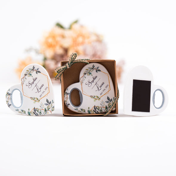 Personalized Wedding Favors Bottle Opener Magnet, Custom Fridge Bottle Opener, Wedding Party Favor Guests, Bridal Shower Favor, Baby Showers Items designed by Happy Times Favors, a handmade gift shop. Bottle opener magnets are ideal for bridal shower gifts, bridal shower presents, gifts to give at a bridal shower, present for wedding shower, wedding gift ideas, bridesmaid present, bridal shower favor, wedding favor for guests, thank you gift, baby showers