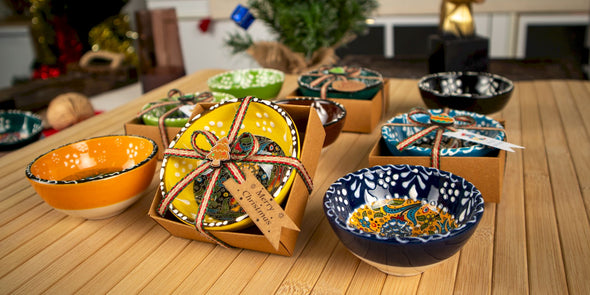 Turkish Cini Porcelain Bowl Christmas Favors, Christmas Party Favors, New Year Xmas Favors Coworker Happy Holiday Favors Items designed by Happy Times Favors, a handmade gift shop. We designed this tile/ceramic/porcelain bohemian theme wedding favor ideas, boho gifts, handmade candy bowl, Best for Wedding Gift, Bridal Shower gift, Baby Shower gift, Christening gift, Baptism gift, Graduation gift, birthday gift or any Party favors.