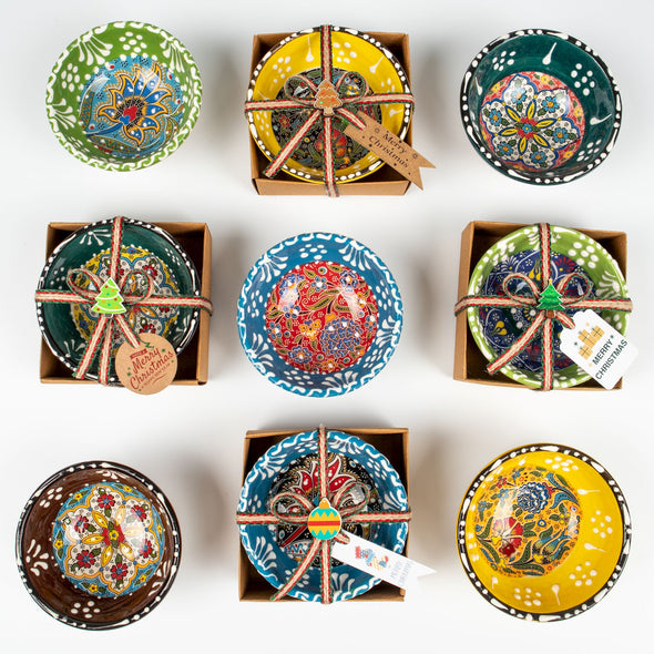 Turkish Cini Porcelain Bowl Christmas Favors, Christmas Party Favors, New Year Xmas Favors Coworker Happy Holiday Favors Items designed by Happy Times Favors, a handmade gift shop. We designed this tile/ceramic/porcelain bohemian theme wedding favor ideas, boho gifts, handmade candy bowl, Best for Wedding Gift, Bridal Shower gift, Baby Shower gift, Christening gift, Baptism gift, Graduation gift, birthday gift or any Party favors.