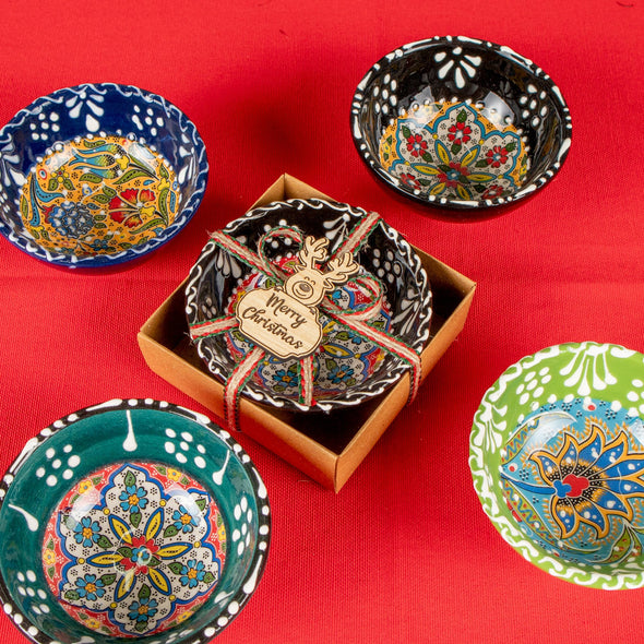 Turkish Cini Porcelain Bowl Christmas Favors, Christmas Party Favors, New Year Xmas Favors Coworker Happy Holiday Favors Items designed by Happy Times Favors, a handmade gift shop. We designed this tile/ceramic/porcelain bohemian theme wedding favor ideas, boho gifts, handmade candy bowl, Best for Wedding Gift, Bridal Shower gift, Baby Shower gift, Christening gift, Baptism gift, Graduation gift, birthday gift or any Party favors.