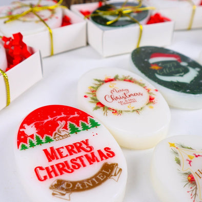 Personalized Christmas Favors Scented Soaps, Christmas Gifts for Family, Friends and Coworkers Items designed by Happy Times Favors, a handmade gift shop. Scented Soap decorated with UV design. Ideal for Christmas, Noel, New Year, Happy Holiday. Personalized Christmas Gifts, Custom Gifts for Christmas, Christmas decorations, ornaments, Christmas Natural soap.