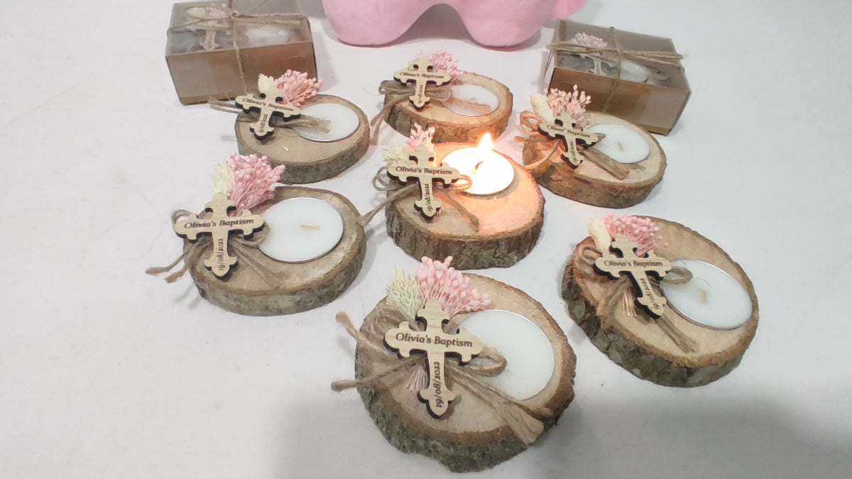 Exquisite and Meaningful: Our personalized tealight holders make thoughtful baptism gifts, baby shower favors, and unique christening presents. Ideal for 1st communion celebrations, they also serve as engraved keepsakes and wedding thank you gifts.